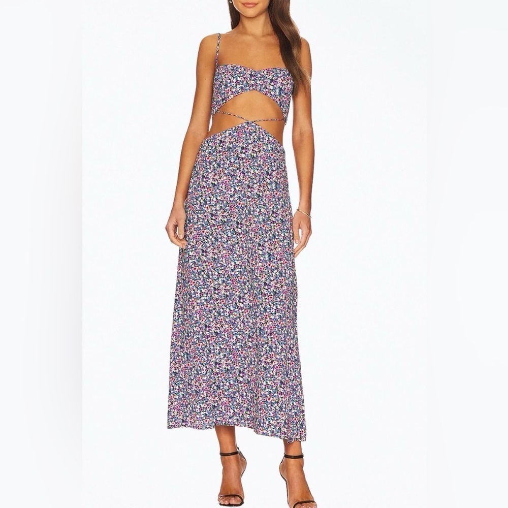 AFRM Multicolor Hanna Floral Cutout Crepe Midi Dress​​​